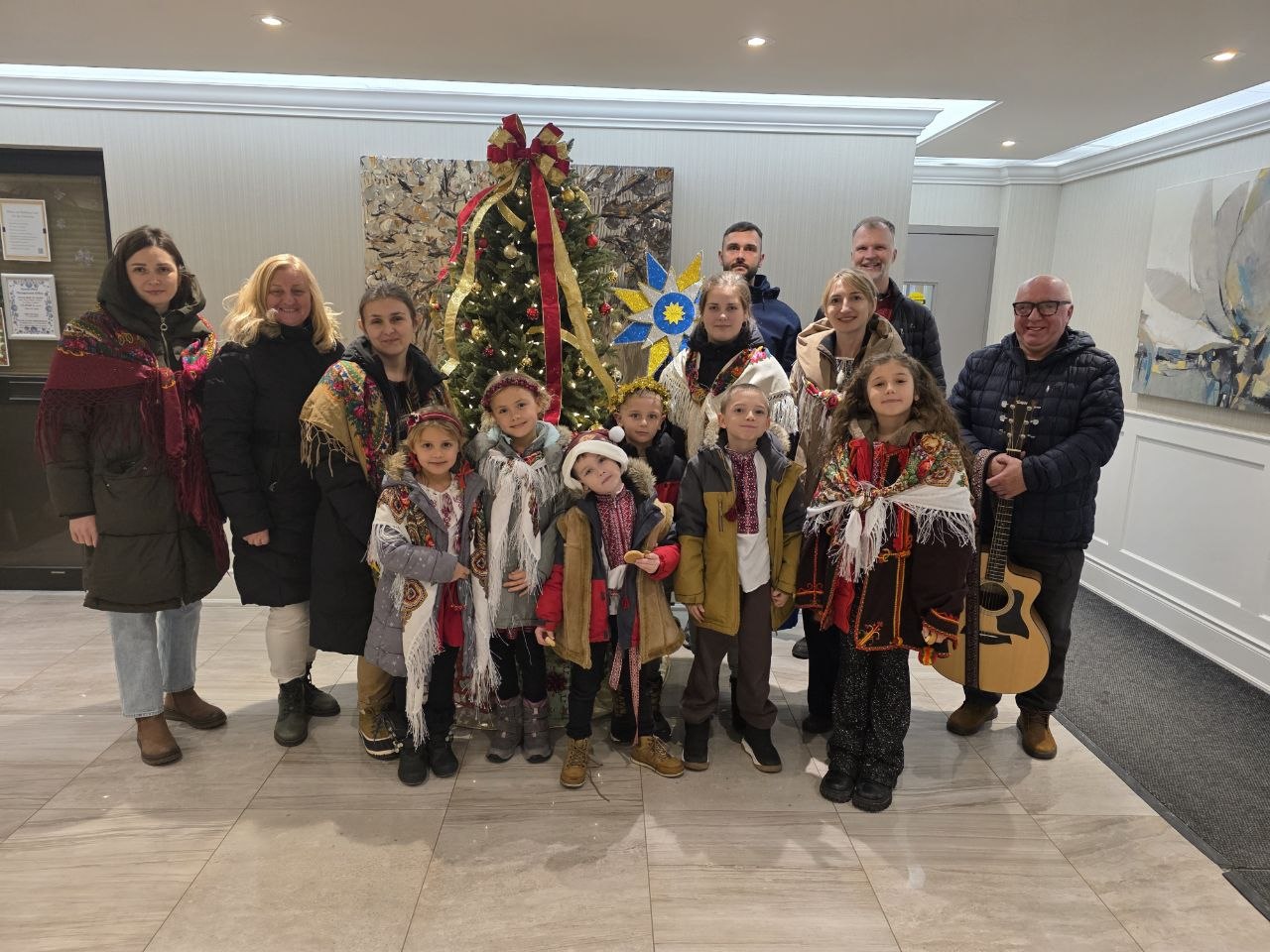 Parishioners and children gathered for Christmas carolling